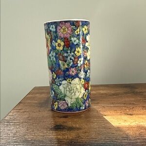 Vintage Hand Painted Floral Ceramic brush pot